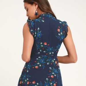 NWT Lulu's Blue Flower Skater Dress